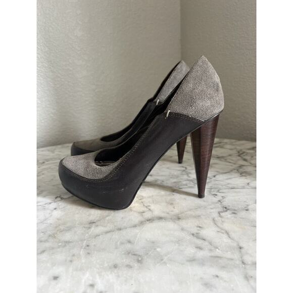 Matisse Damsel Heels Size 6 M Suede Leather Pumps Chunky Platform Gray Shoes - Picture 1 of 7